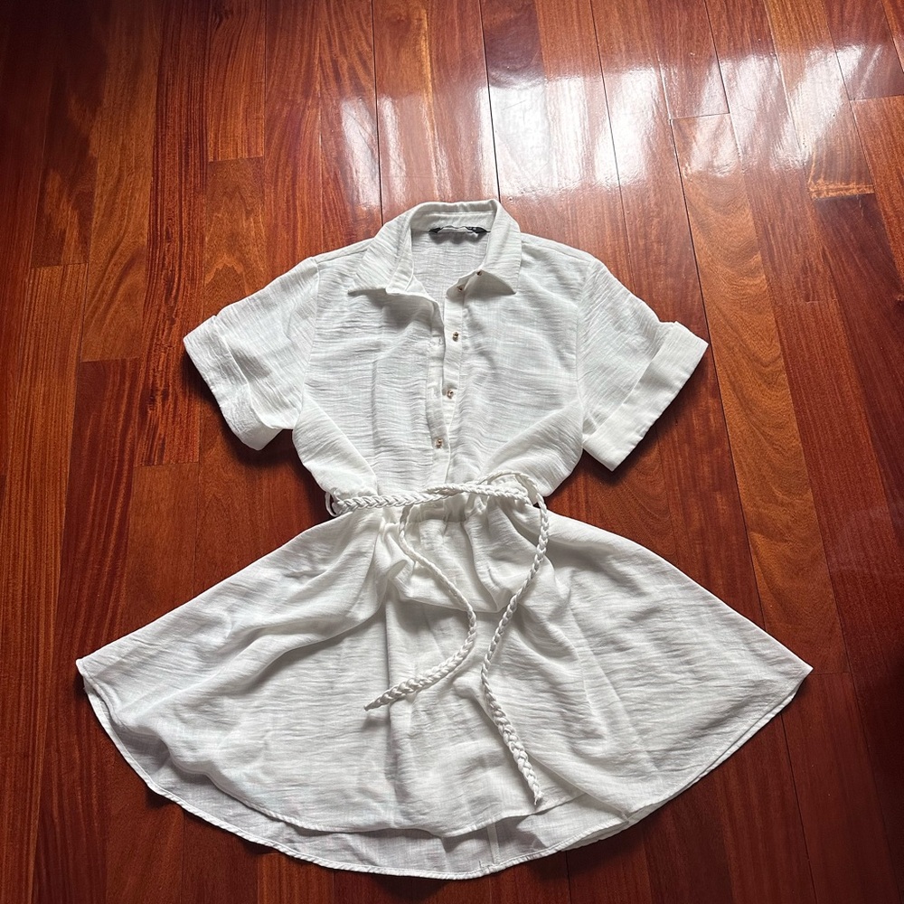 Woven Belt Shirt Dress